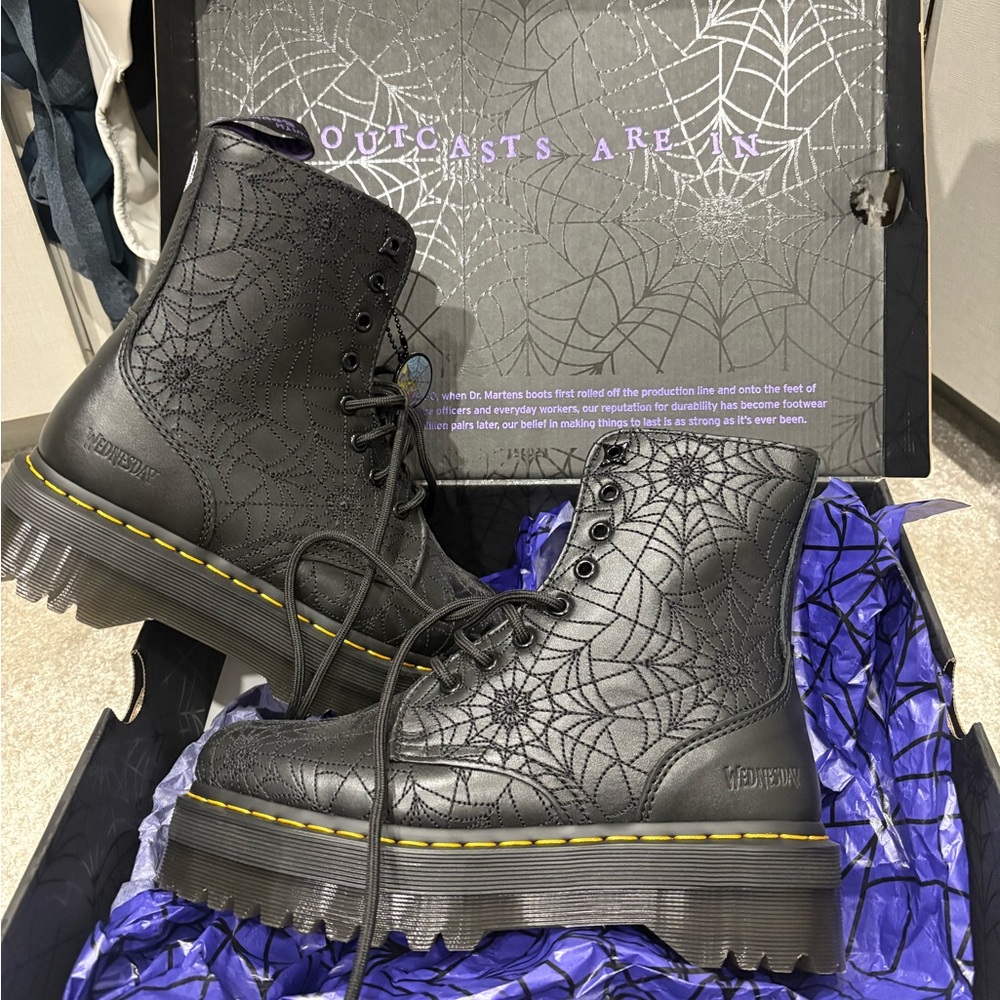 Black Spiderweb Platform Boots